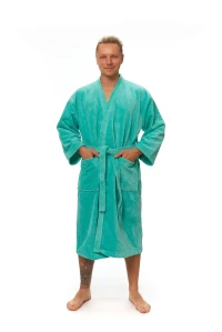 Pánský kimono župan v tyrkysové varvě