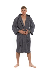 Sada Dark Grey: župan s kapucí + pánský saunový kilt + osuška