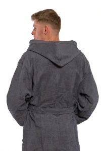 Sada Dark Grey: župan s kapucí + pánský saunový kilt + osuška