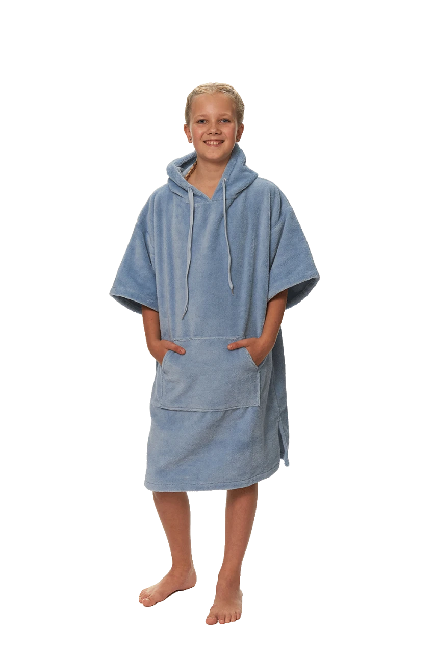 Juniorské plážové pončo, 11-14 let, Mlžná modř