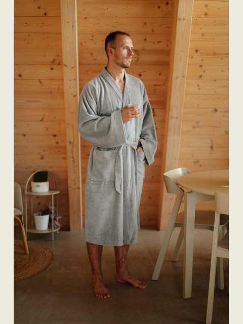 Pánský bambusový župan Kimono, Kamenná šedá