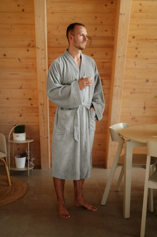 Pánský bambusový župan Kimono, Kamenná šedá