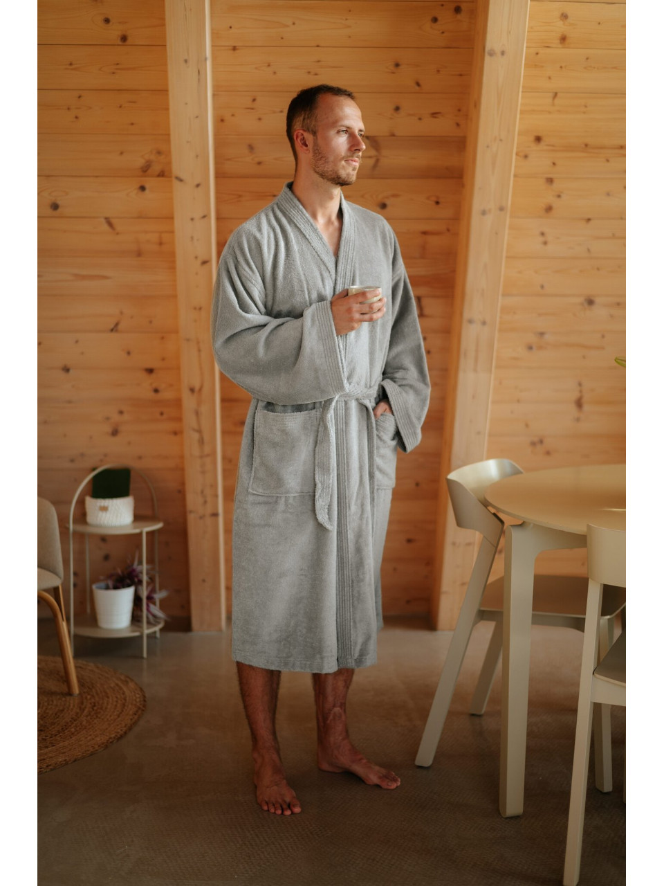 Pánský bambusový župan Kimono, Kamenná šedá