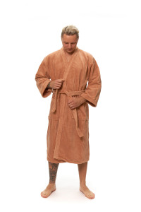 Pánský terakotový župan střihu kimono zavazování