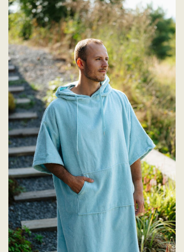 Pánské bambusové plážové pončo, Mlžná modř