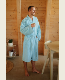 Pánský bambusový župan Kimono, Mlžná modř