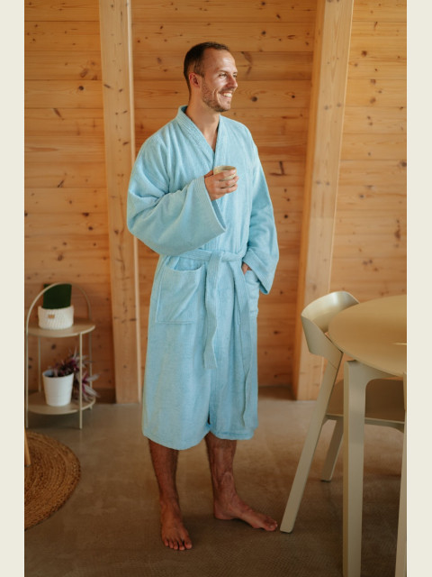 Pánský bambusový župan Kimono, Mlžná modř