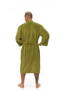 Pánský župan střihu kimono zelený zadní pohled celá postava