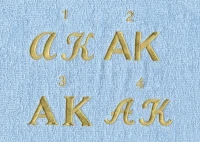 Ukázka stylů písma na výšivku
