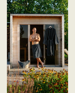 Bambusová sada: župan Kimono + pánský saunový kilt + osuška, Antracit