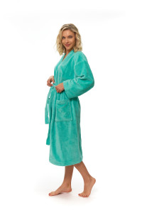 Dámský župan střihu kimono tyrkysový - boční pohled