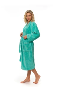 Dámský župan střihu kimono tyrkysový - boční pohled