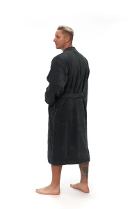 Pánský župan střihu kimono tmavě šedý boční pohled