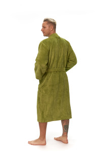 Pánský župan střihu kimono zelený zadní pohled celá postava
