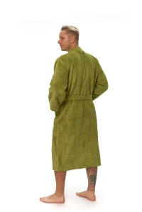 Pánský župan střihu kimono zelený zadní pohled celá postava
