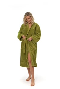 Dámský hebký župan střihu kimono zelený
