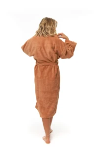 Dámský župan střihu kimono oranžový zadní pohled