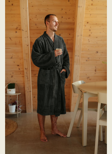 Pánský bambusový župan Kimono, Antracit