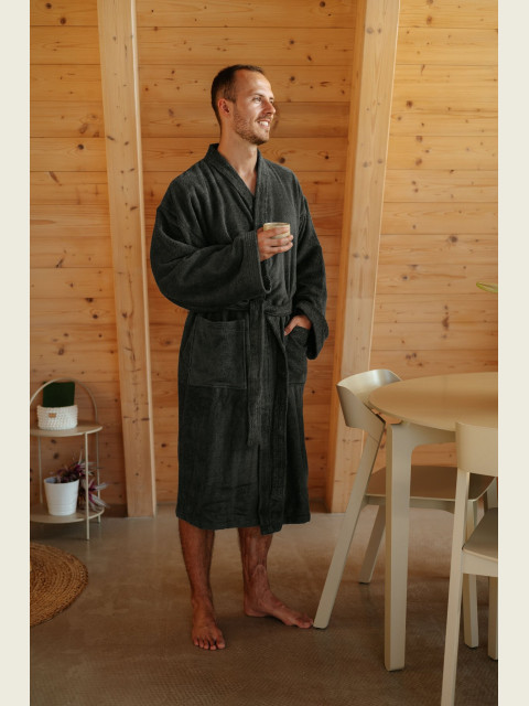 Pánský bambusový župan Kimono, Antracit