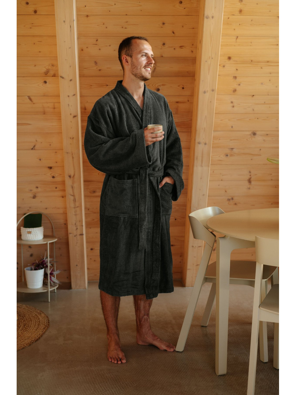Pánský bambusový župan Kimono, Antracit
