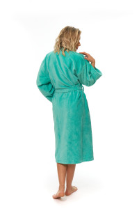 Dámský župan střihu kimono tyrkysový zadní pohled celá postava