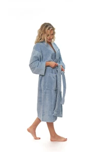 Dámský župan střihu kimono světle modrý boční pohled