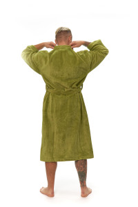 Pánský župan střihu kimono zelený zadní pohled