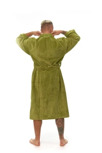 Pánský župan střihu kimono zelený zadní pohled