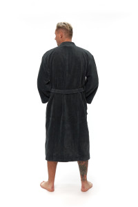 Pánský župan střihu kimono tmavě šedý zadní pohled