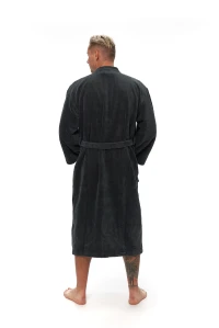 Pánský župan střihu kimono tmavě šedý zadní pohled