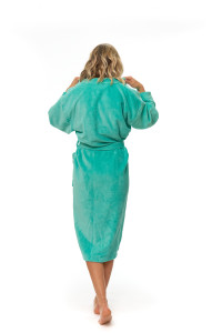 Dámský župan střihu kimono tyrkysový zadní pohled