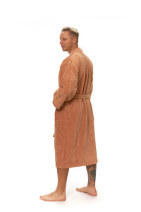 Pánský terakotový župan střihu kimono boční pohled