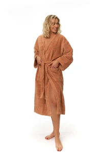 Dámský hebký župan střihu kimono oranžový