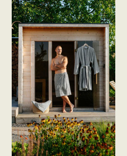 Bambusová sada: župan Kimono + pánský saunový kilt + osuška, Kamenná šedá