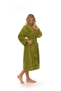 Dámský župan střihu kimono zelený - boční pohled celá postava