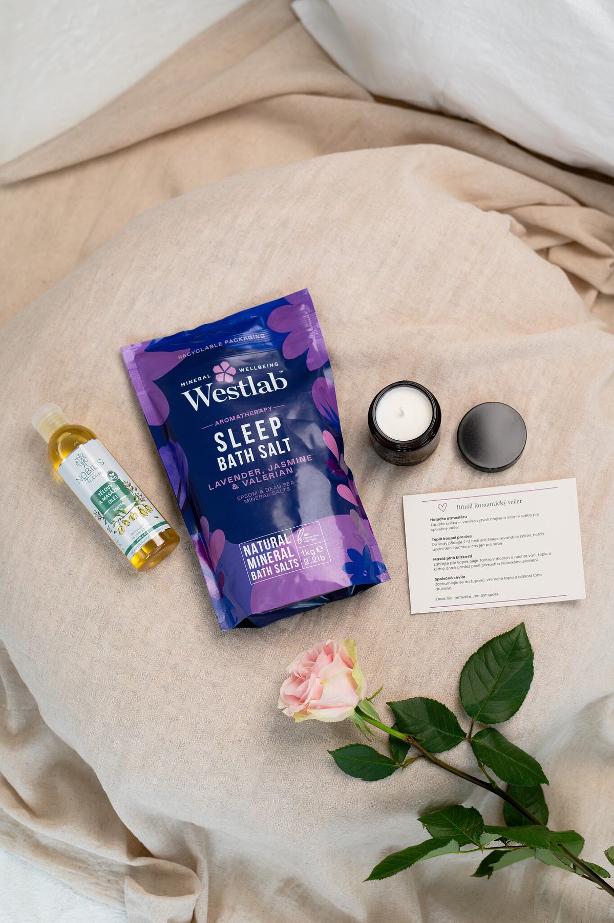 Rituál Romantický večer – atmosféra, koupel a masáž
